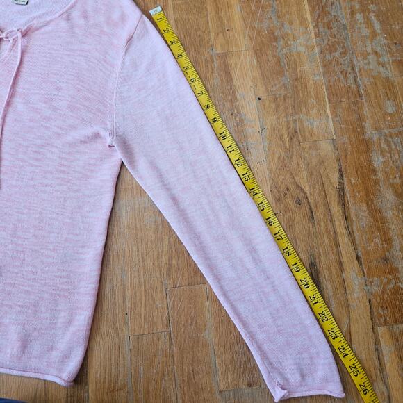 Woolrich Women's Ramie Cotton Blend Sweater Petal Pink Tie Neck Lightweight M - Picture 7 of 12